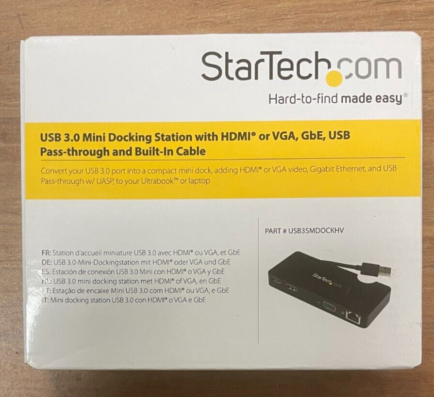 New Startech.com USB3SMDOCKHV usb 3.0 mini docking station w HDMI VGA GbE USB