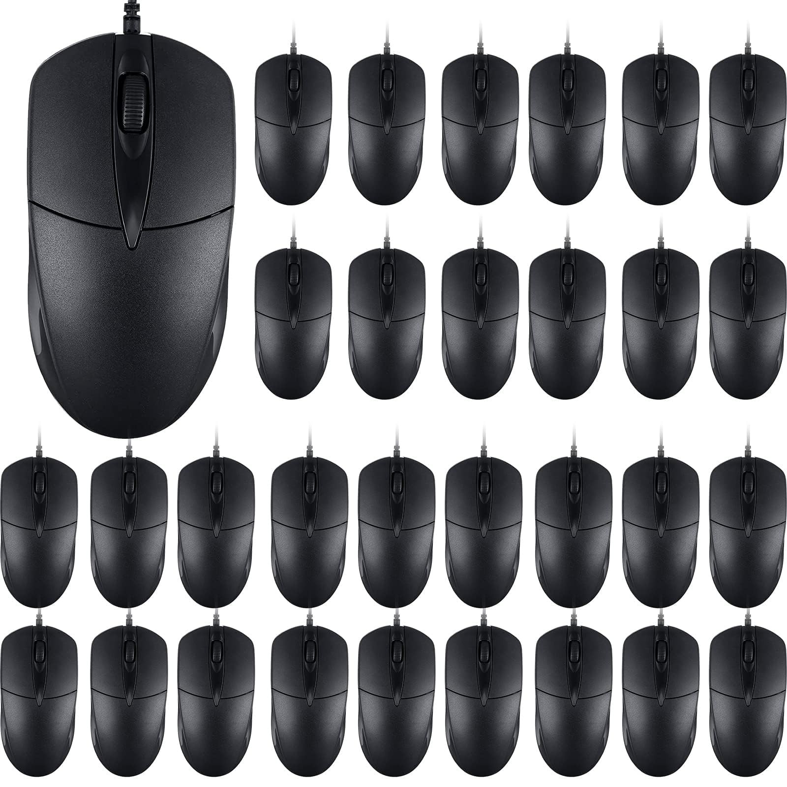 SUNYIWJIE 100 PCS Black Wired USB Computer Mouse Bulk 1000 DPI 3 Button Corde...