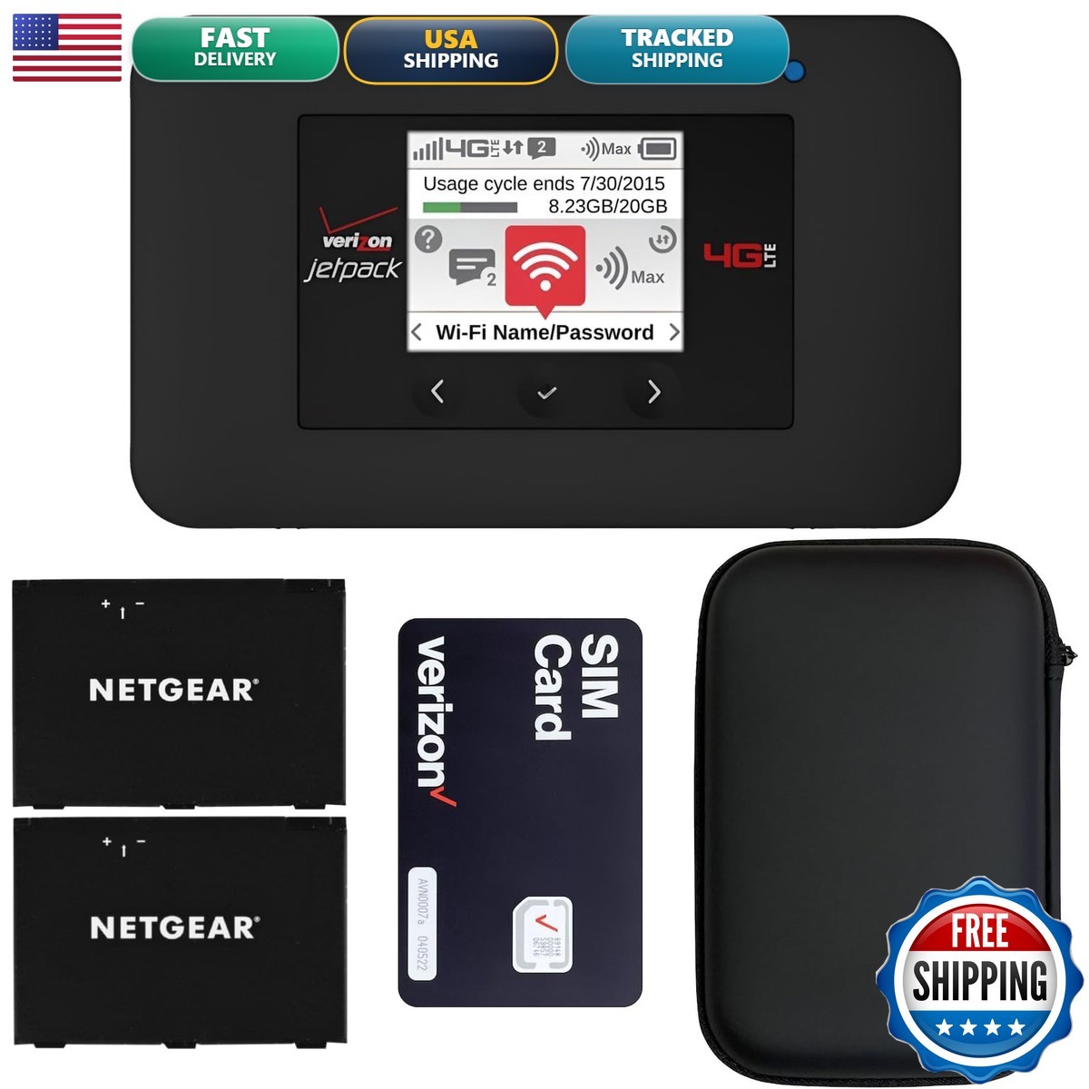 Netgear AC791L 4G Mobile Hotspot Unlocked 20 Hour Battery EVDO-LINK Bundle