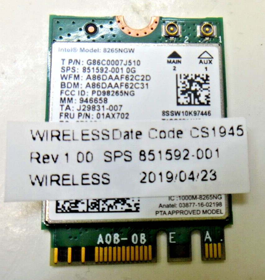 Genuine 98265NGW Intel Wifi Card 01AX702 1AX702