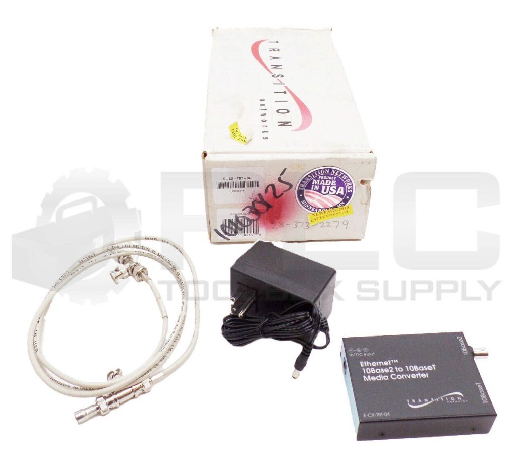 NEW TRANSITION NETWORKS E-CX-TBT-04 ETHERET 10BASE2 TO 10BASE-T MEDIA CONVERTER