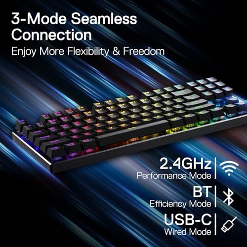 BLACK - REDRAGON K660RGB-PRO (K556 TKL) WIRELESS GAMING KEYBOARD, 80% 87 KEYS