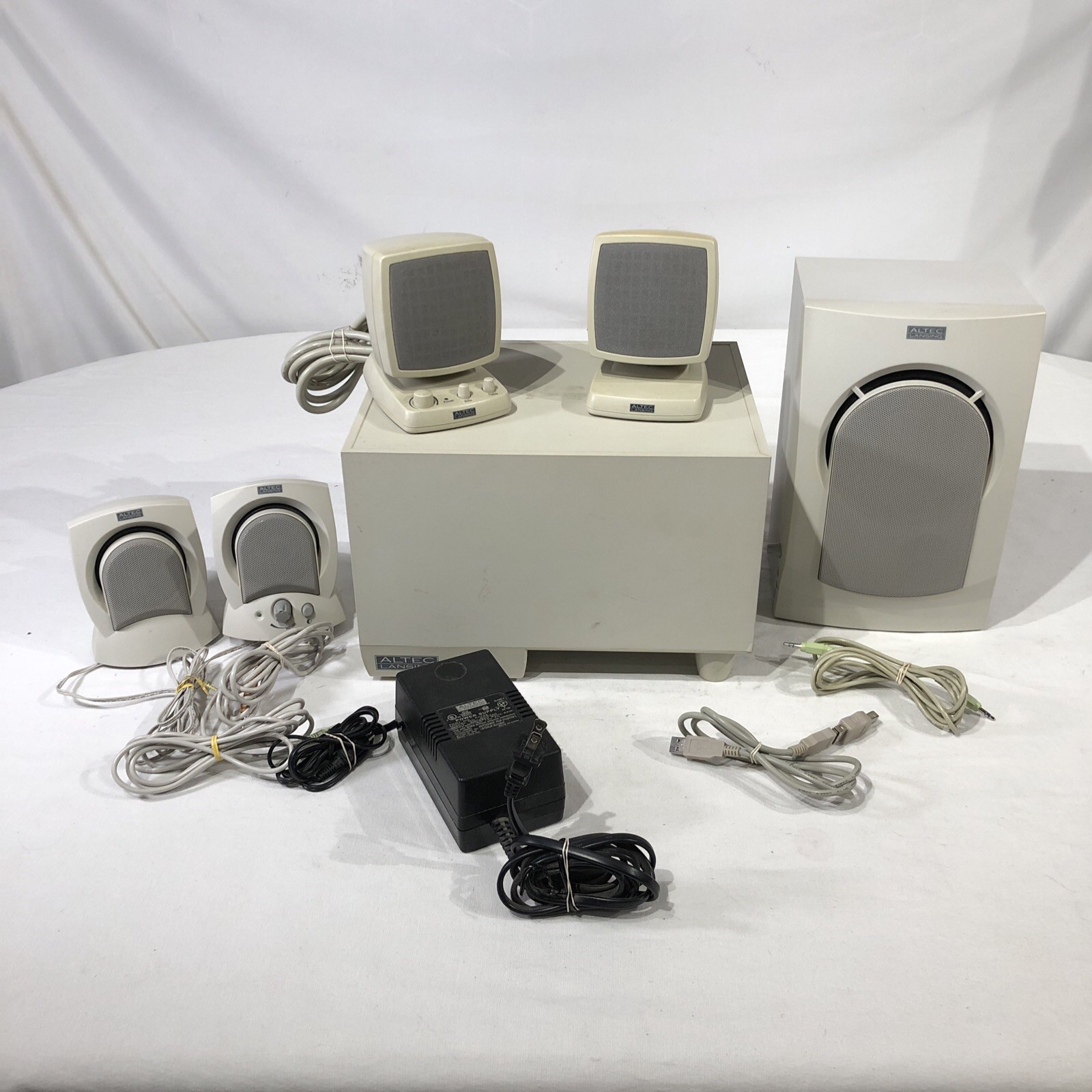 Altec Lansing ACS340 Speakers Subwoofer System w/ Power Supply, GUC