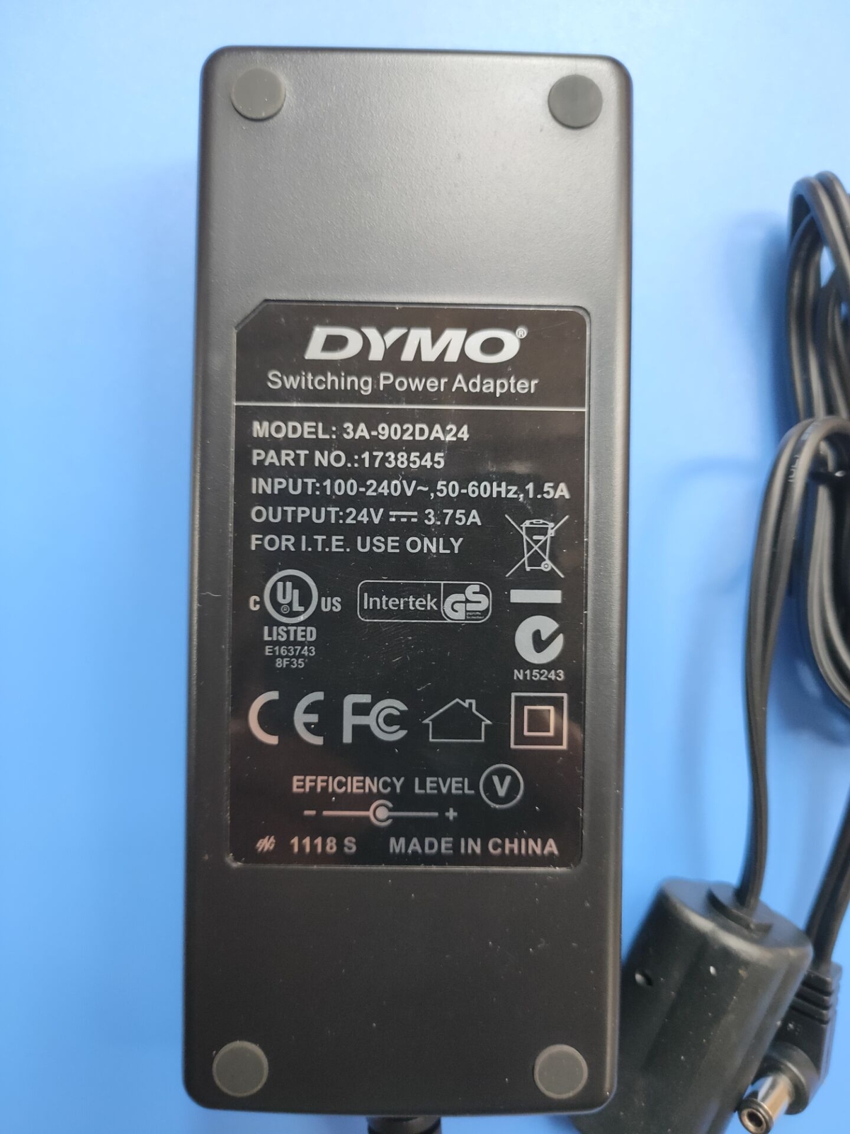 DYMO Switch Power Adapter 3A-902DA24 24V 3.75A Ac Adapter Part No: 1738545