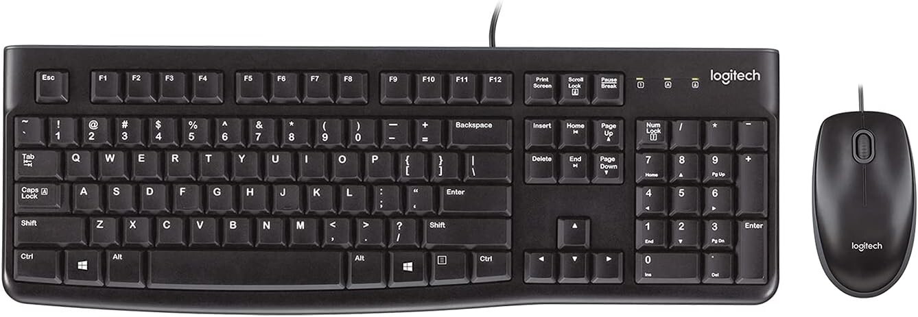 Logitech MK120 Wired USB Keyboard and Mouse Combo Full-Size Black 920-002565