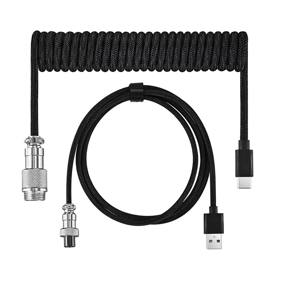 Usb Keyboard Cable Black Coiled Keyboard Usb Type C Cable DIY Aviation Plug1726