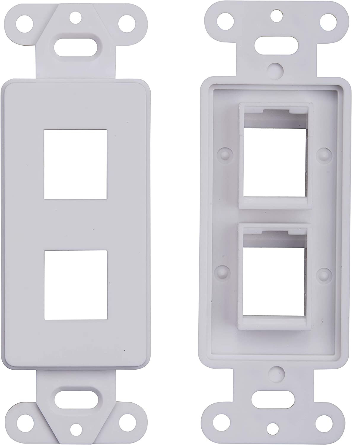 20 pcs  - 2 Port Decoration Wall Plate Keystone Insert 2 Gang White WallPlate