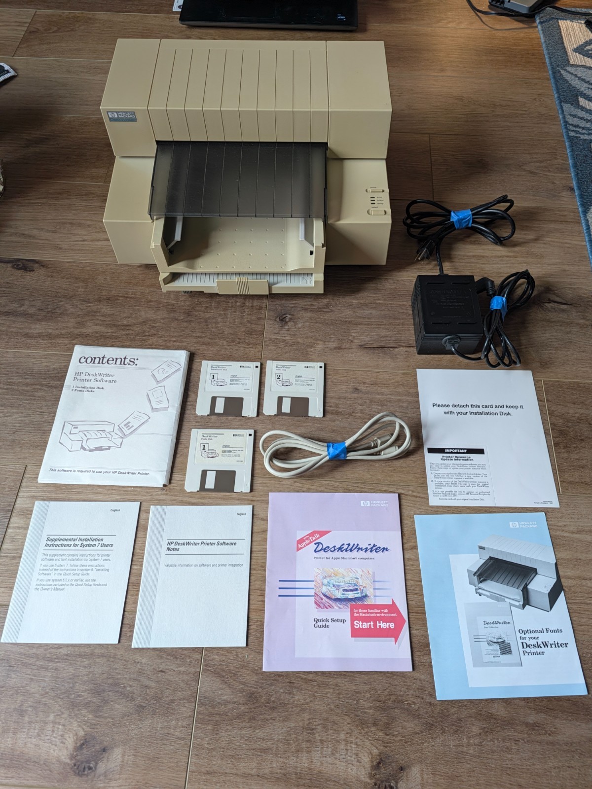 Vintage Apple Mac 1991 HP DeskWriter C Printer C2113A w/ Power, Software, Floppy