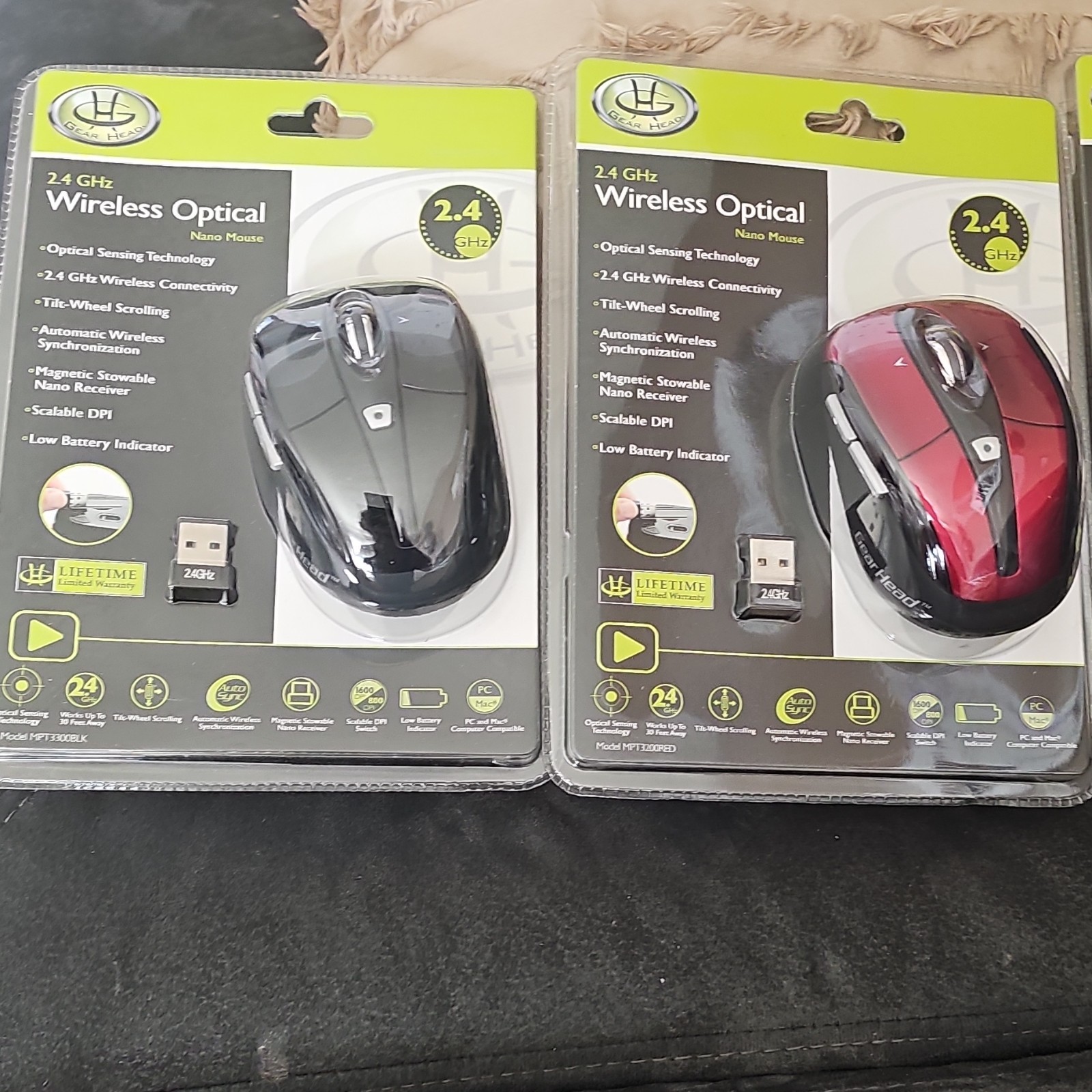 Gear Head 2.4GHz Wireless Optical Nano Mouse 1600 DPI 3-Button Black/Red
