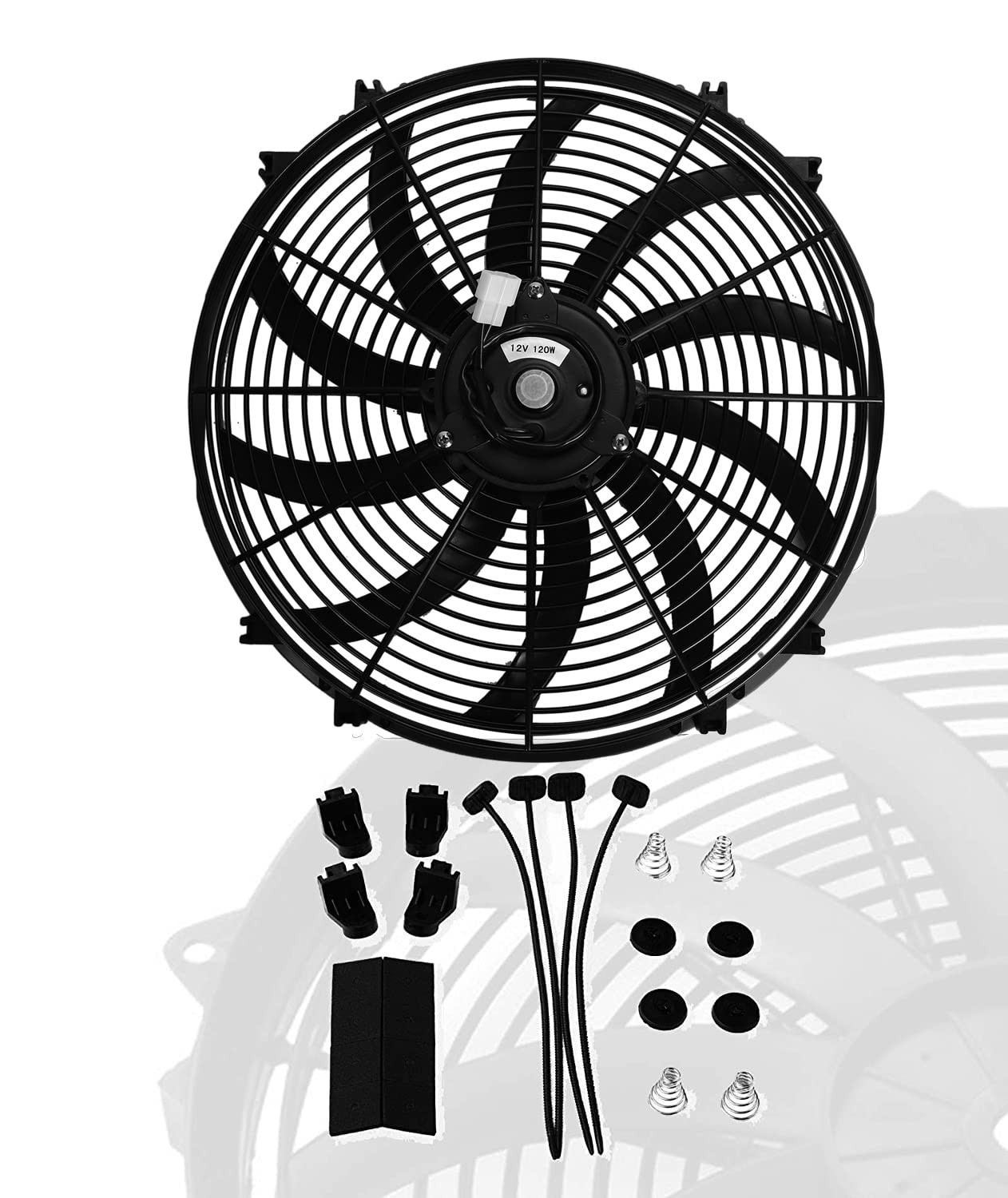 16" Inch Universal Slim Fan Push Pull Electric Radiator Cooling 12V Mo