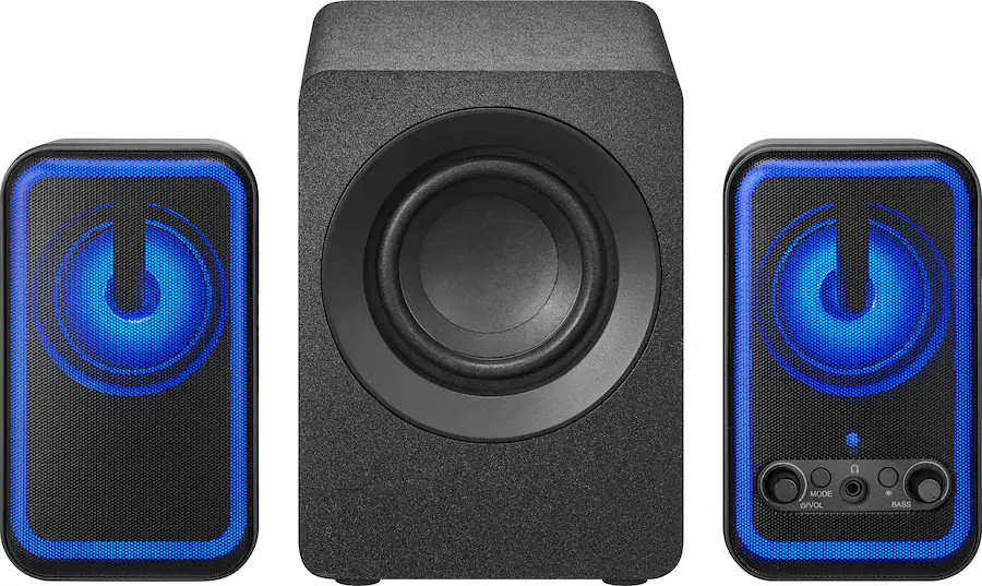 Insignia 2.1 Bluetooth Computer Speaker System RGB Lighting Remote 3-Piece Black