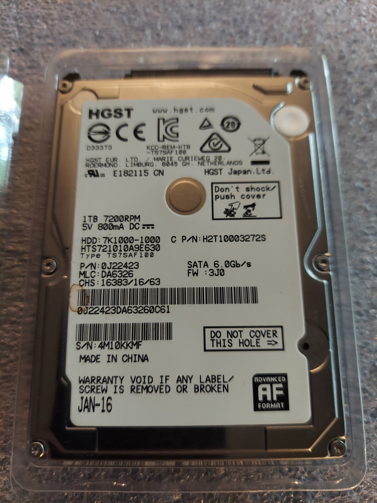 Tested GOOD HGST Hitachi 1TB 7200 RPM 2.5" SATA Hard Drive HDD H2T10003272S