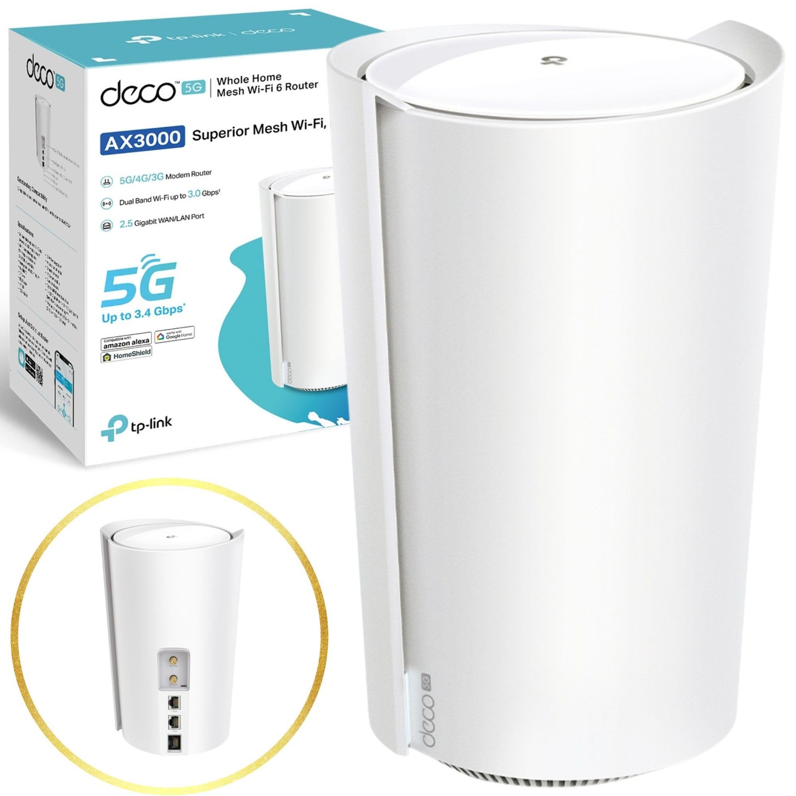 TP-Link Deco X50-5G AX3000 Whole Home Wi-Fi 6, 5G/4G+Cat 6 Router,Add on Single 