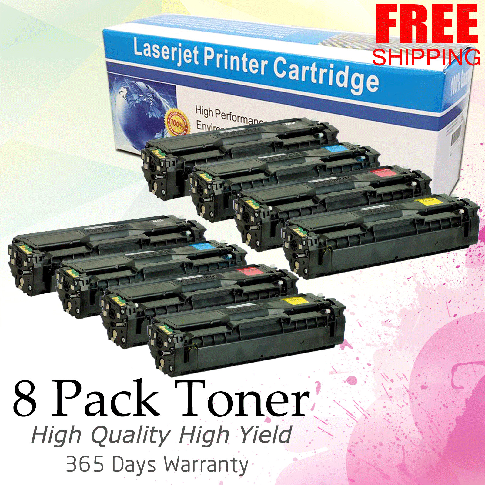 8PK CLT-K504S Color set for Samsung SL-C1810W SL-C1860FW CLP-415NW CLX-4195FW