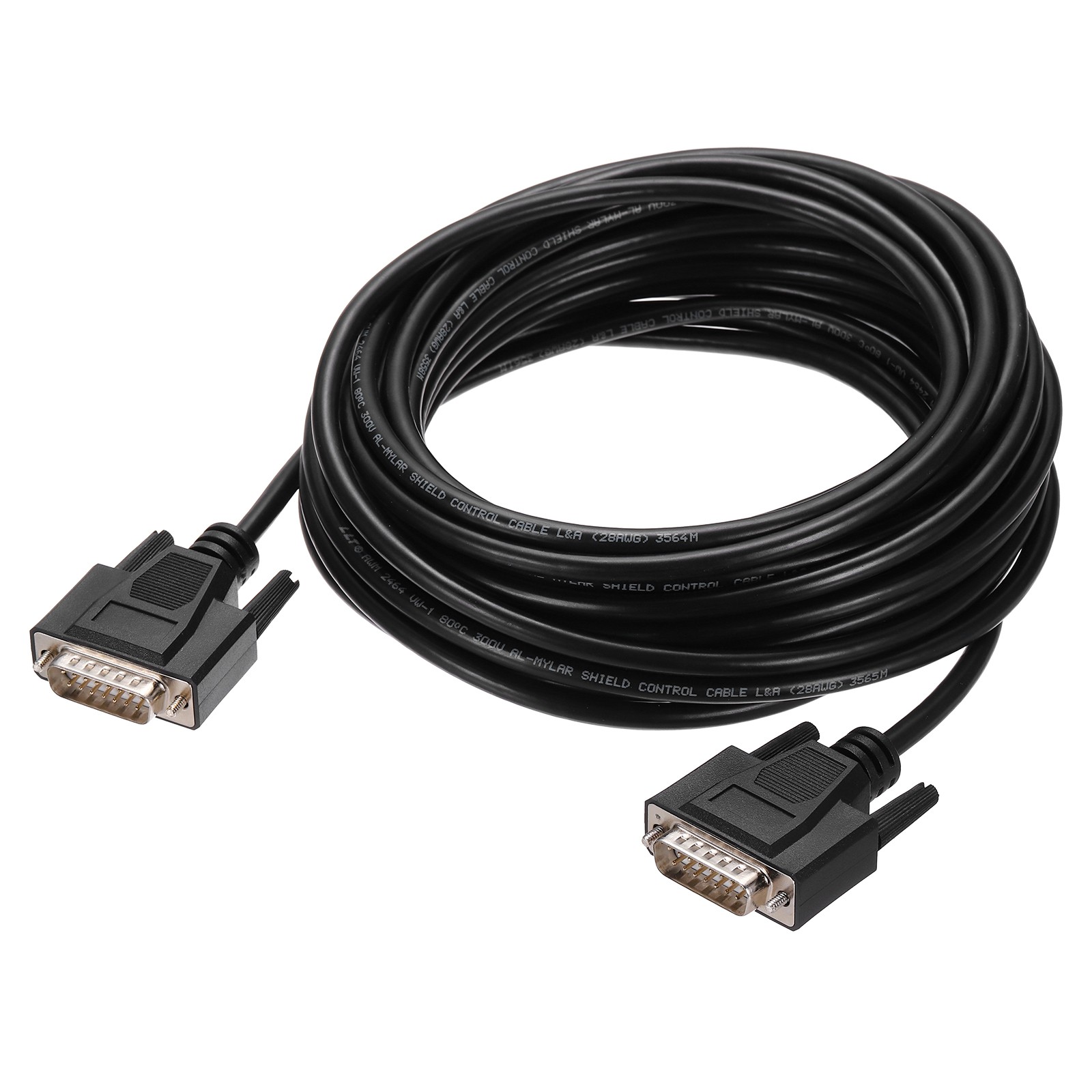 DB15 Serial Cable, 28AWG Aluminium Foil Shielded DB15 Male to Male, 32.8 ft
