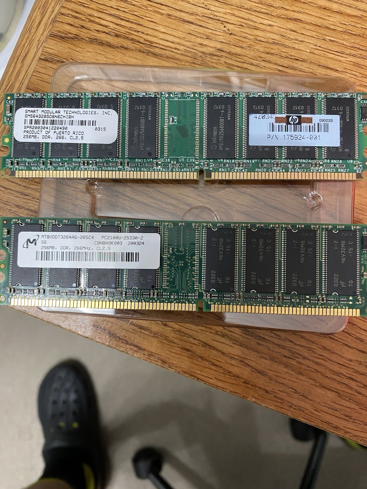 SMART Modular & Micron DDR1 DIMM 512MB PC-2100 184-Pin (2x256MB)
