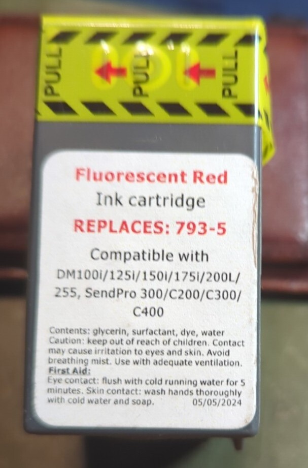 793-5 Fluorescent Red Ink Cartridge. *Free Priority Shipping.*  Exp 5/24 