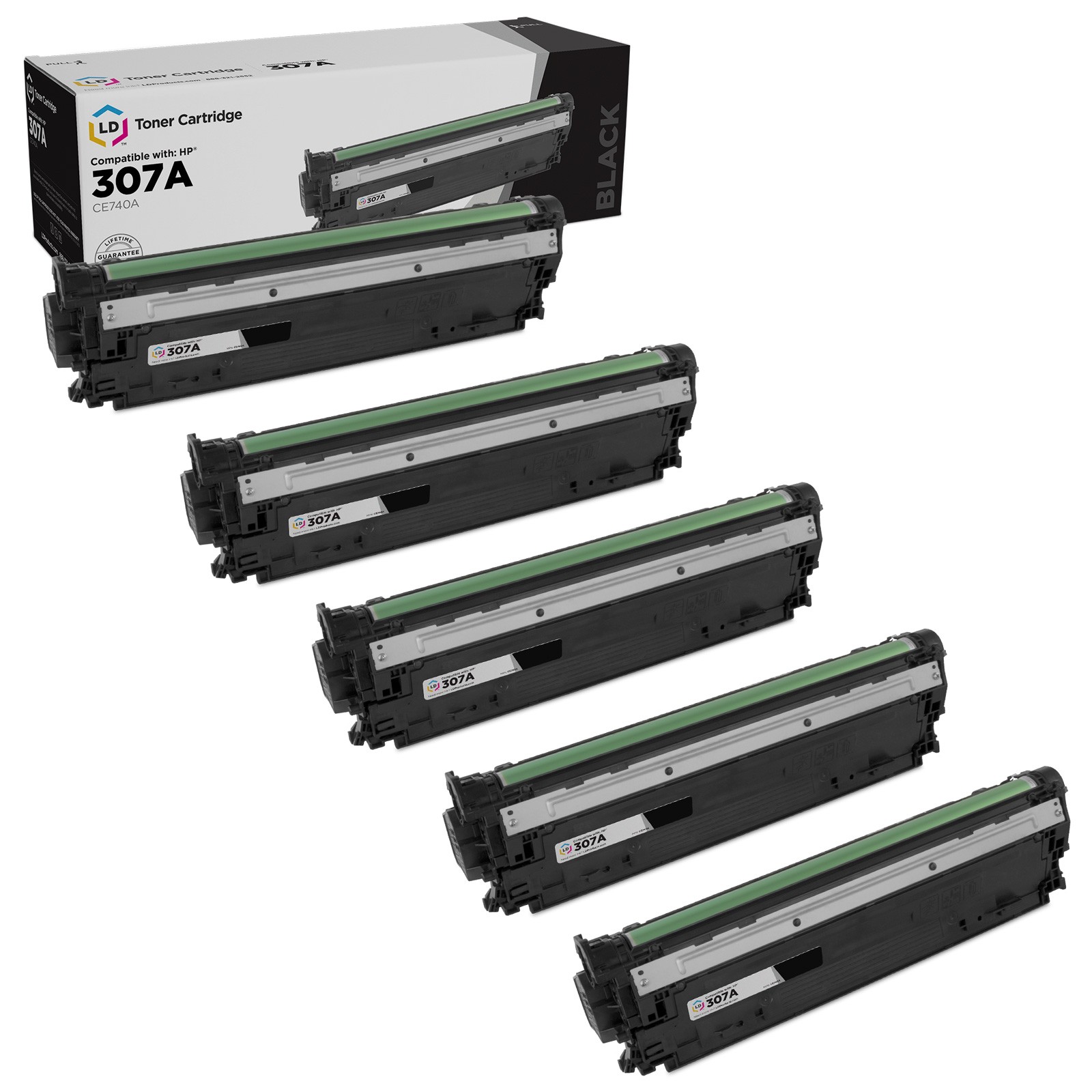 LD 5PK CE741A Fits for HP 307A Black Toner Cartridge LaserJet CP5225 CP5225dn