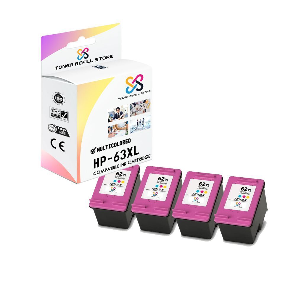 4PK TRS 63XL HY Color Compatible for HP Deskjet 1112 2130 3630 Ink Cartridge