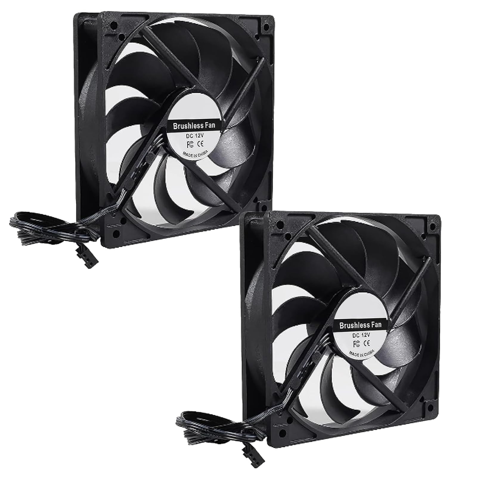 DIANN 2pcs 120mm Black Computer Case Fans High Performance Cooling Low Noise...