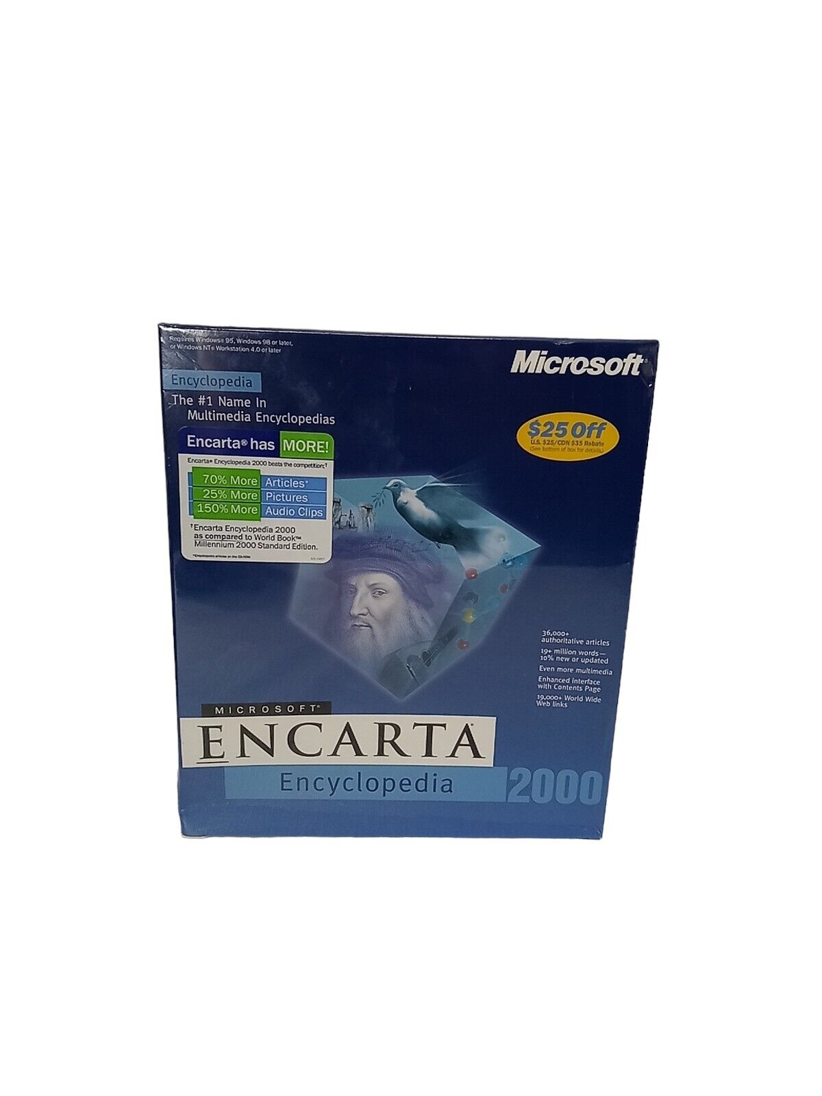 GENUINE Microsoft ENCARTA Multimedia Encyclopedia 2000 SOFTWARE Windows 95/98 NT