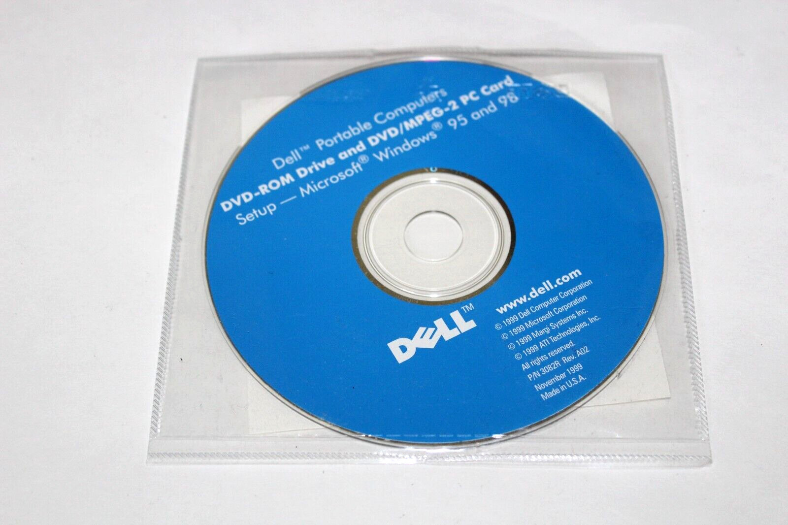Dell DVD-ROM Drive and DVD/MPEG-2 PC Card, Setup - Microsoft Windows 95 and 98