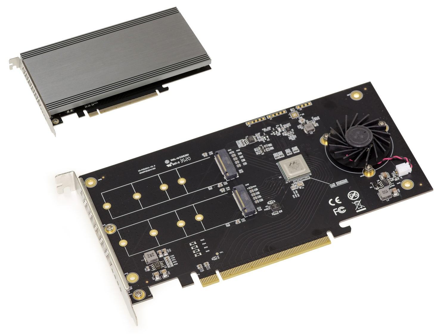 PCIe 3.1 16x Card For 2 M.2 NVMe M Key SSDs. RAID HARDWARE