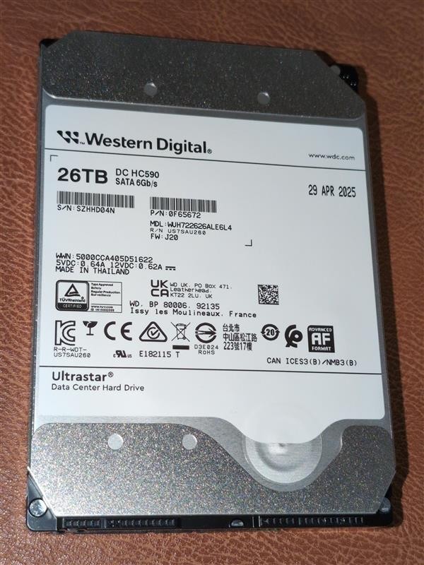FOR PARTS WD Ultrastar DC HC590 26TB 35inch Serial SATA HDD WUH722626ALE6L4