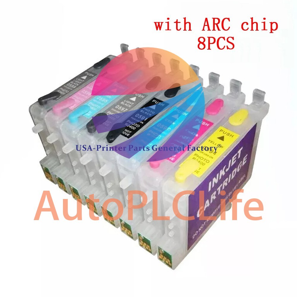 T0591-T0599 8pcs refillable ink cartridge Fits For Epson Stylus Photo R2400