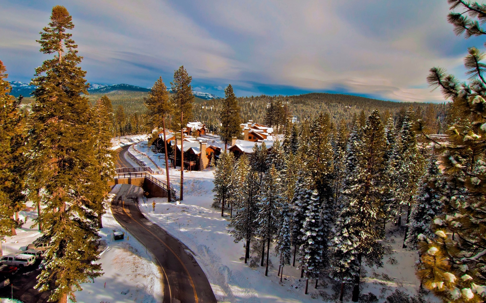 Landscape nature forest road snow Custom Gaming Mat Desk