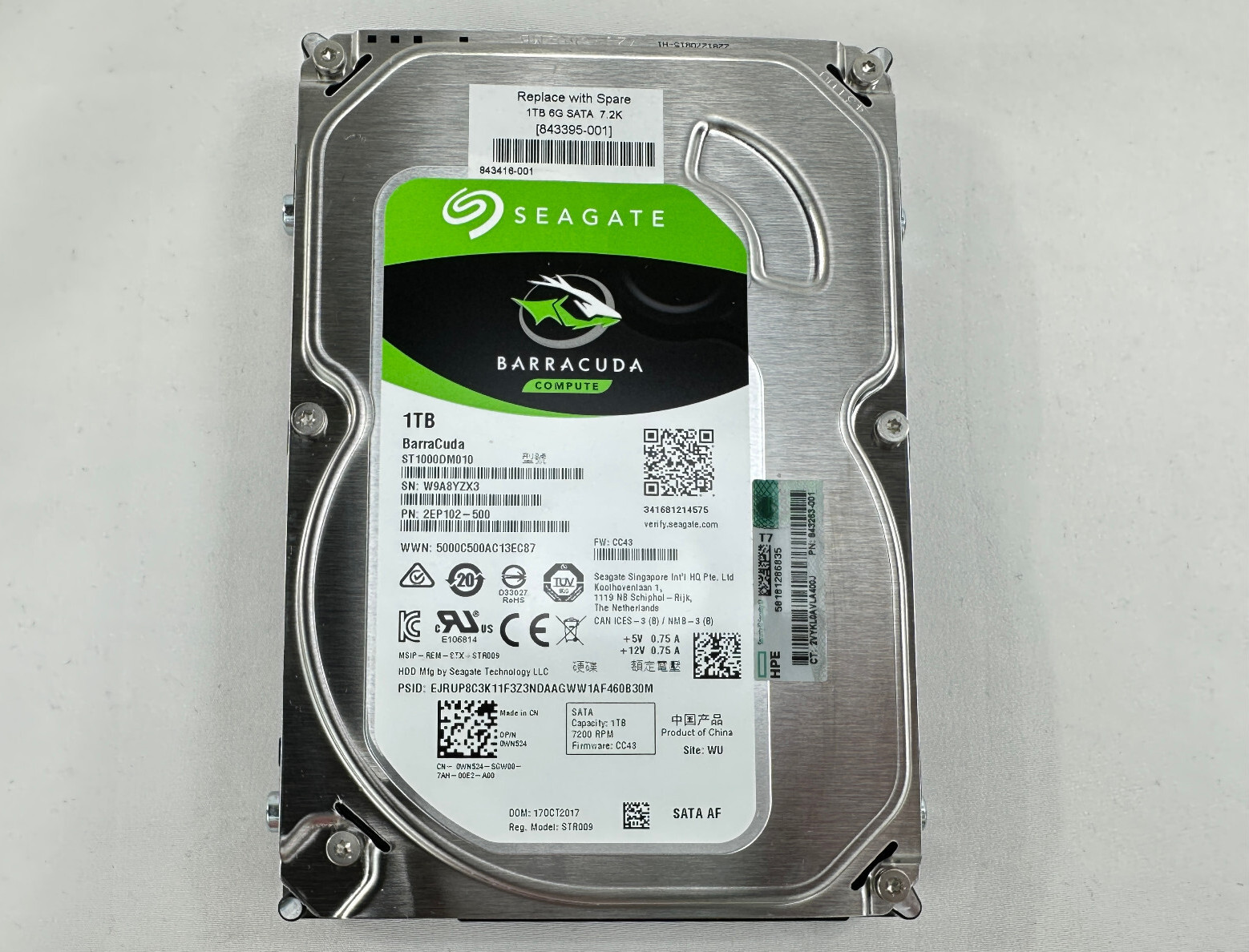 Errors Seagate HP BarraCuda 1TB SATA 6Gbps 7.2K RPM LFF 3.5" HDD Hard Drive AF