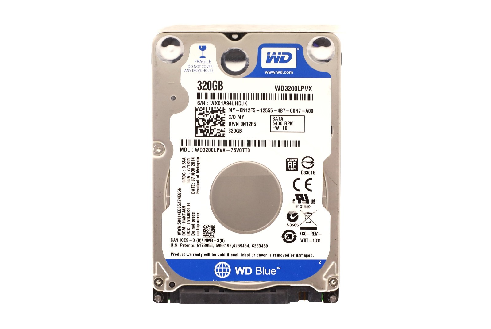 Dell WD3200LPVX 320GB 6Gb/s 8MB 5.4K RPM SATA Hard Drive Dell P/N: 0N12F5 Tested
