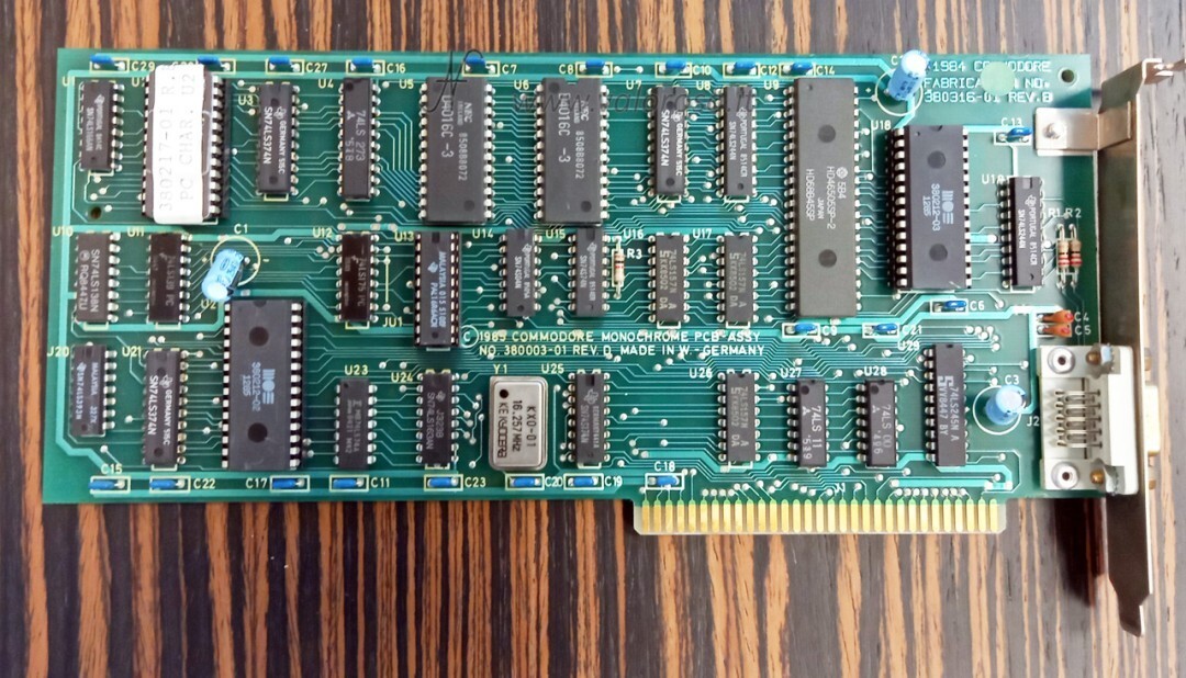 Commodore PC-10 Monochrome Card 380003-01 REV.D ISA Graphics Card HD68B45SP