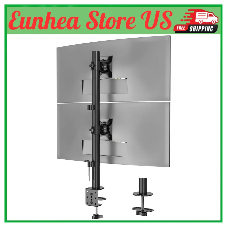 BONTEC Vertical Dual Monitor Desk Mount Stand for 13 to 34 Inch Screens VESA