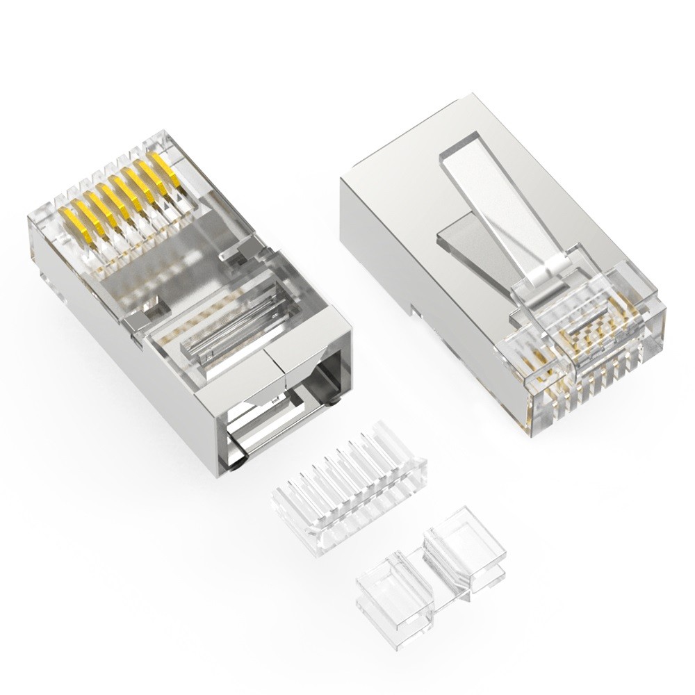 10 Pack of RJ45 CAT6A Shielded Plug Stranded 50 Micron 3pc type 100pk
