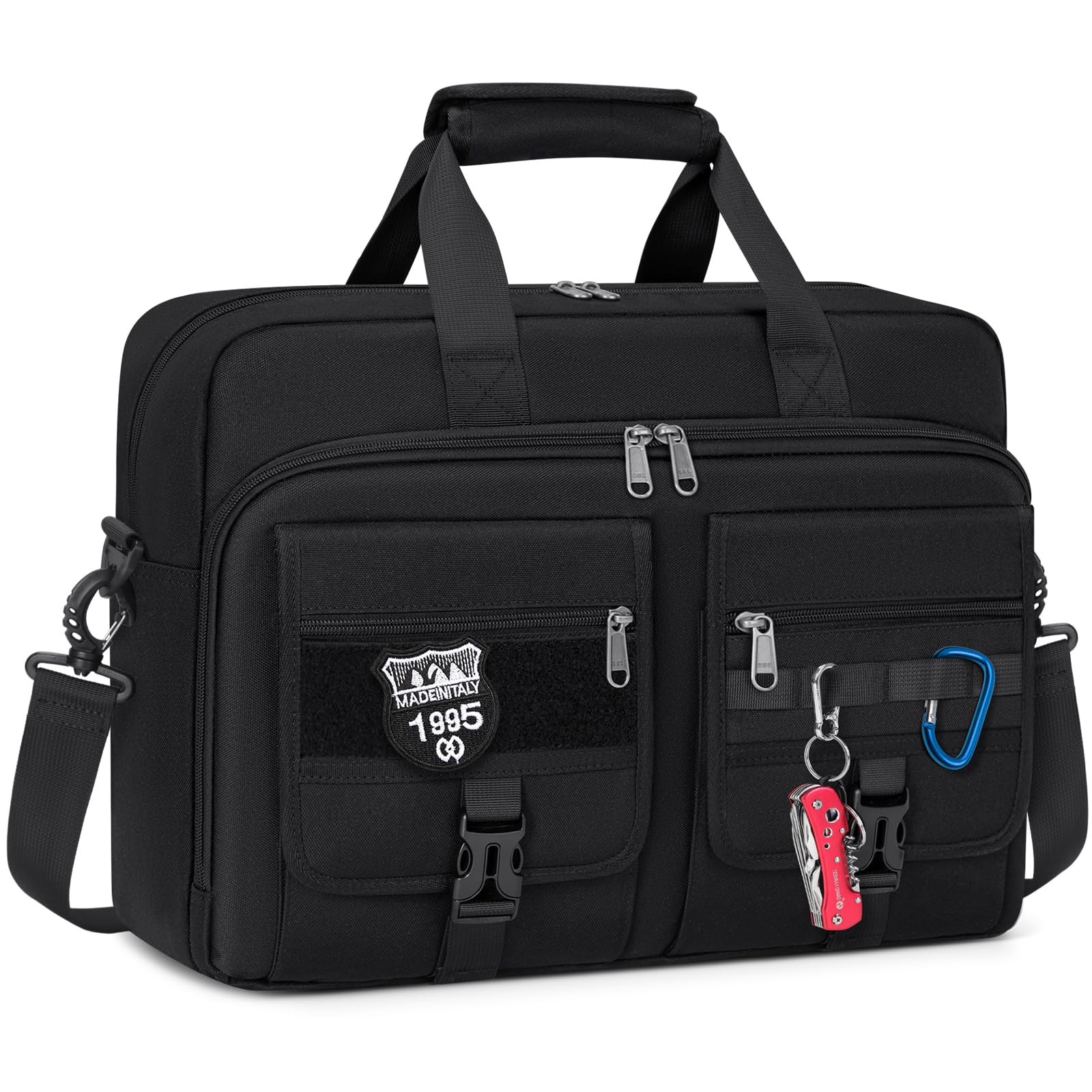 RAINSMORE Tactical Laptop Bag 17.3 Inch Briefcase Men inch, Black