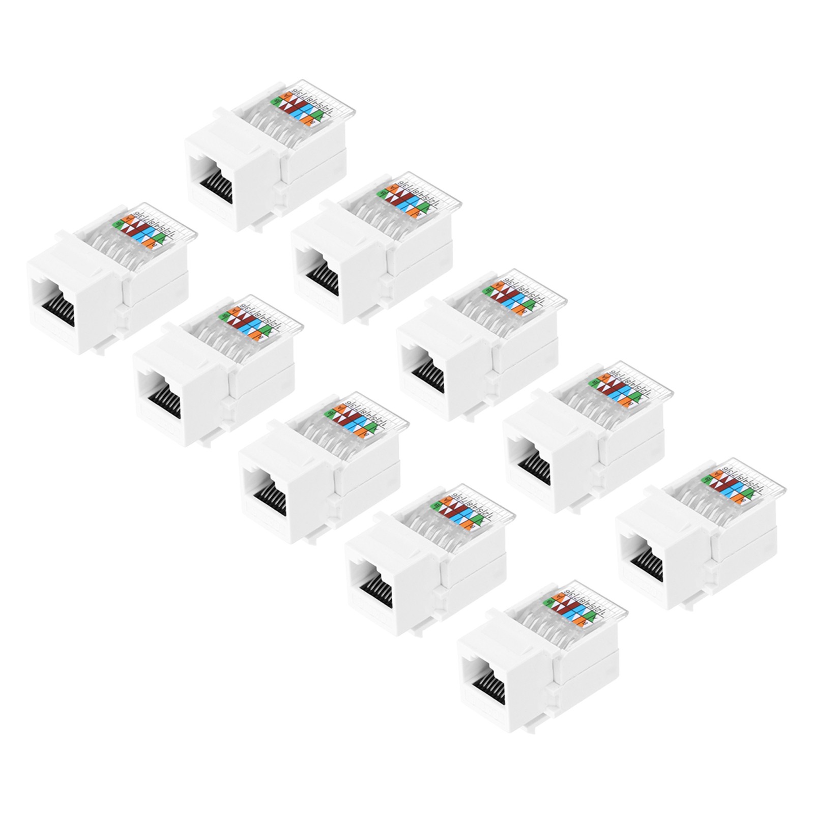 10 Pack Cat 6 Tool-Free RJ45 Ethernet Jack, Cat6 Coupler Adapter, White