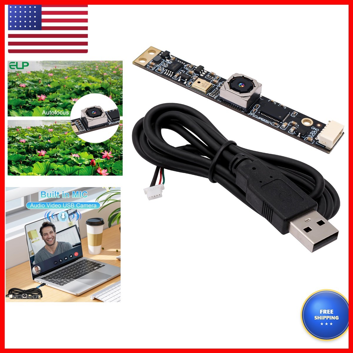ELP 8mp USB Camera Module Microphone PC Camera Computer 4K Lightburn Camera