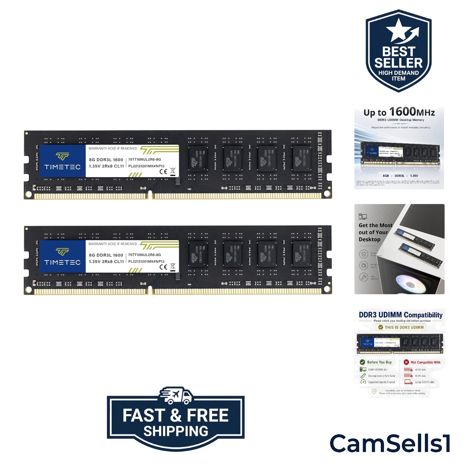 Reliable 16GB 240-Pin DDR3 RAM Kit - Perfect Upgrade for Intel & AMD Desktops