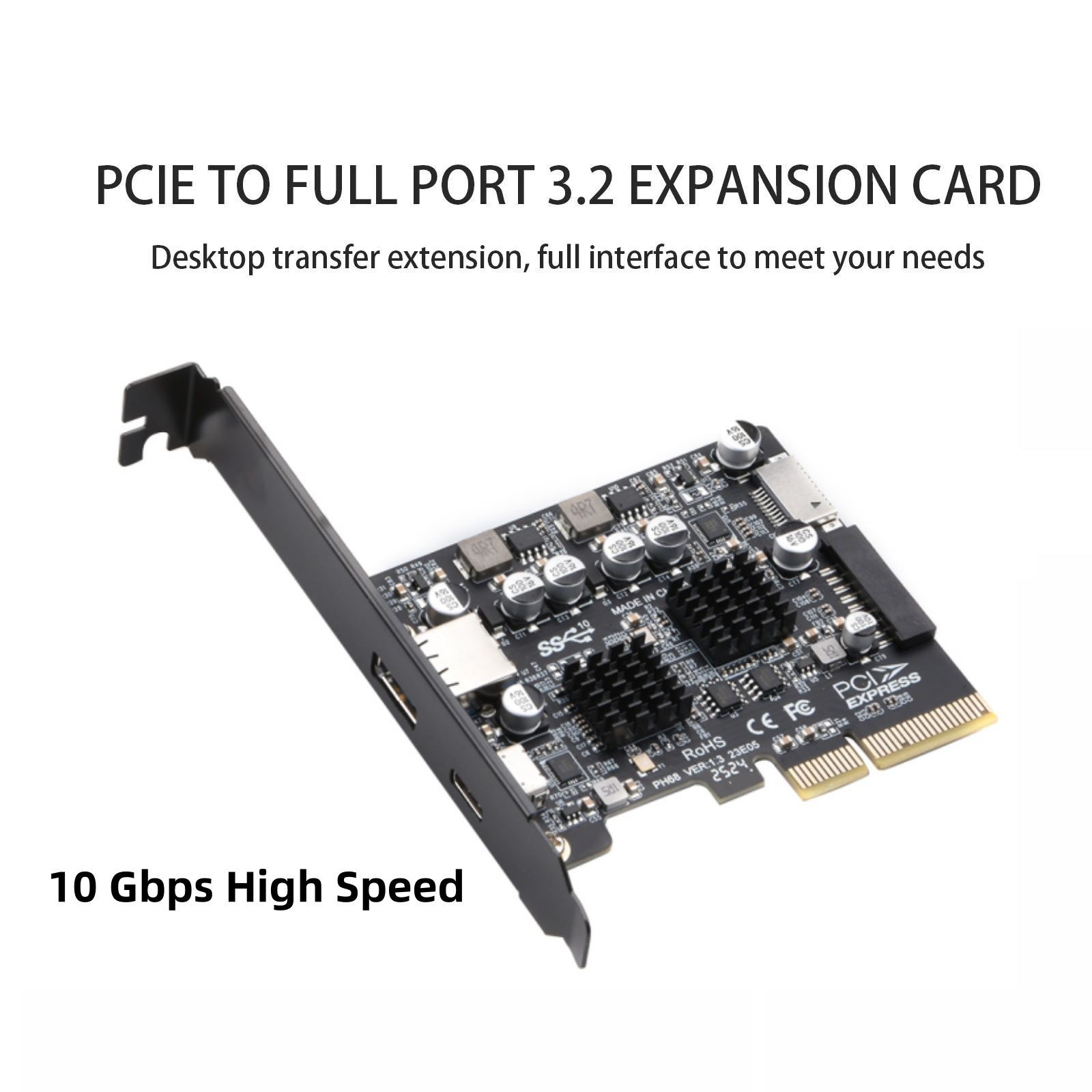 PCIe to USB 3.2 Gen2 10Gbps Expansion Card With Interface Type A/C/E 19Pin/20Pin