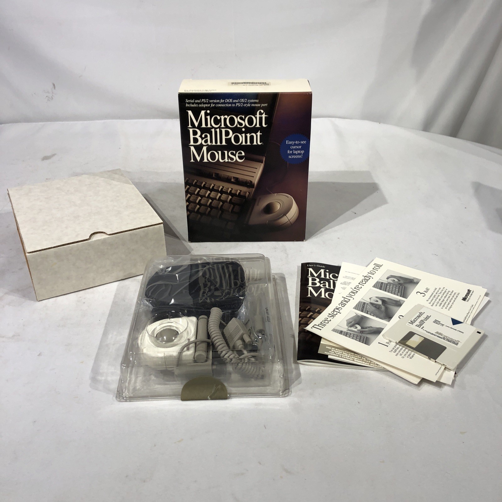 Vintage Microsoft Ballpoint Mouse 1.0 1990 Complete, in Open Box