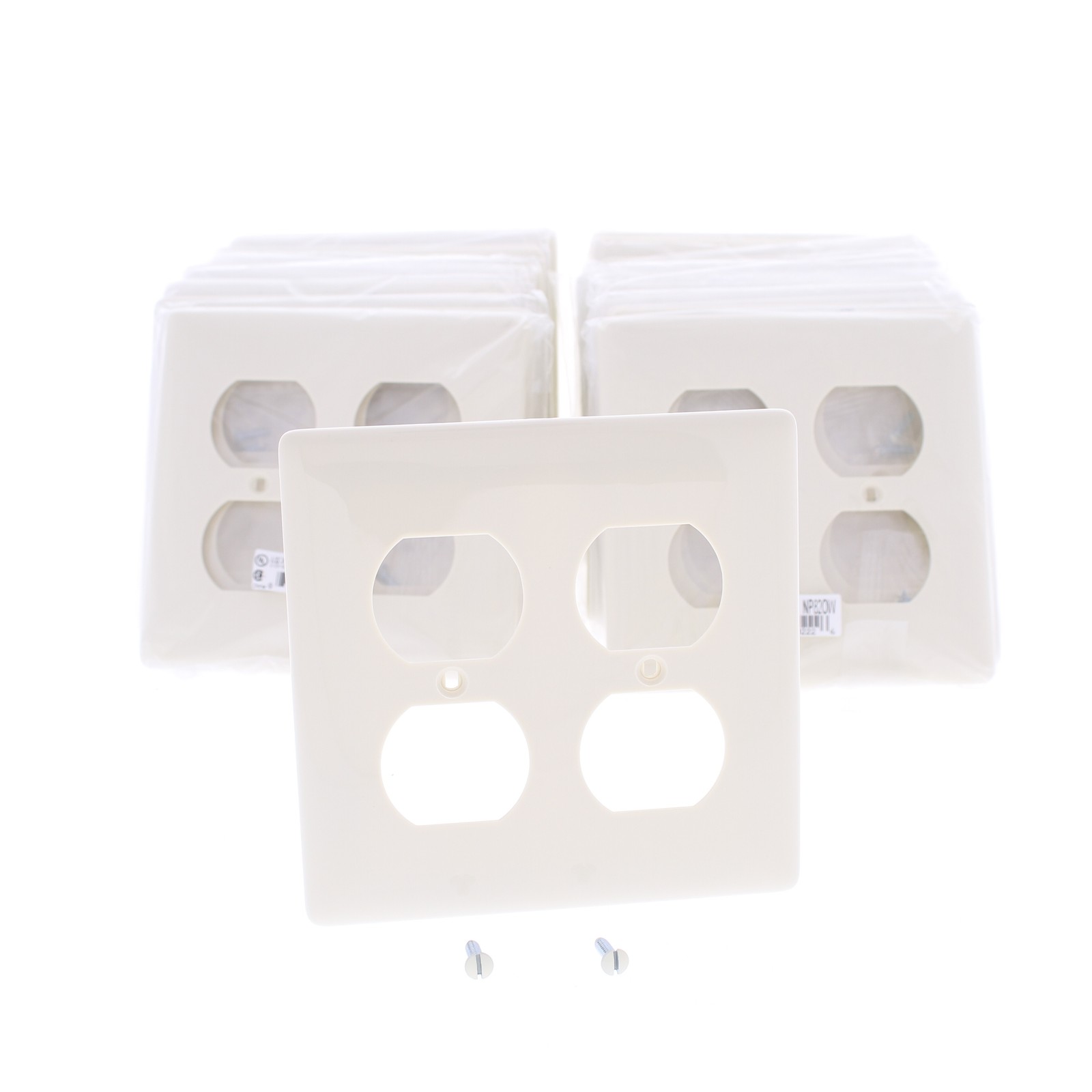 Hubbell NP82OW Office White 2-Gang Duplex Outlet Unbreakable Wallplates 25pcs