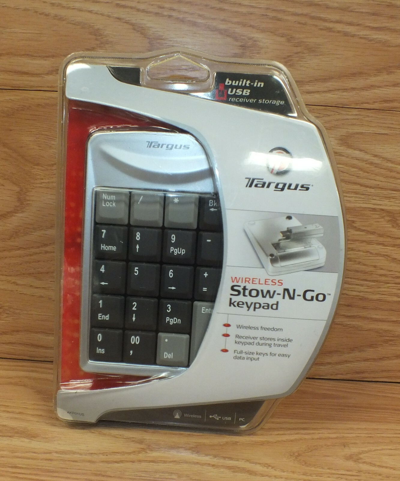 Genuine Targus Wireless Stow N Go Keypad w/ Built in USB Receiver Storage