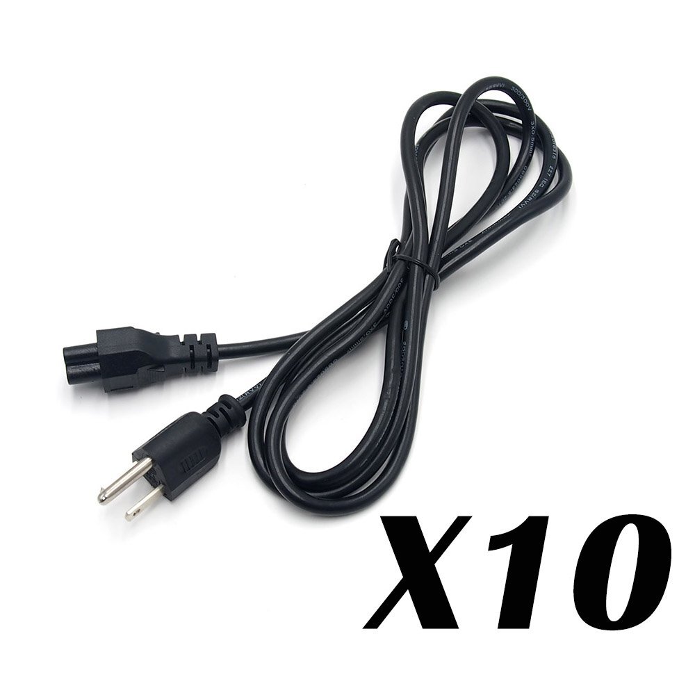 Lot of 100 PC 3-Prong AKA Mickey Mouse AC Power Cord for Laptop PC Printers USA