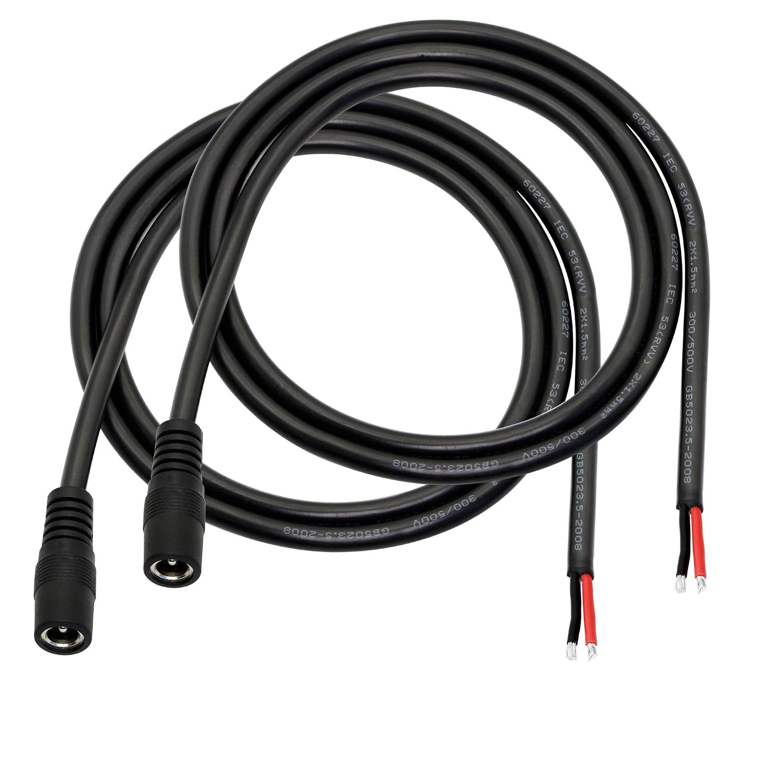 DC Power Pigtails Cable,3Ft DC 5.5MM X 2.1MM Female Plug to Bare Wire Open End