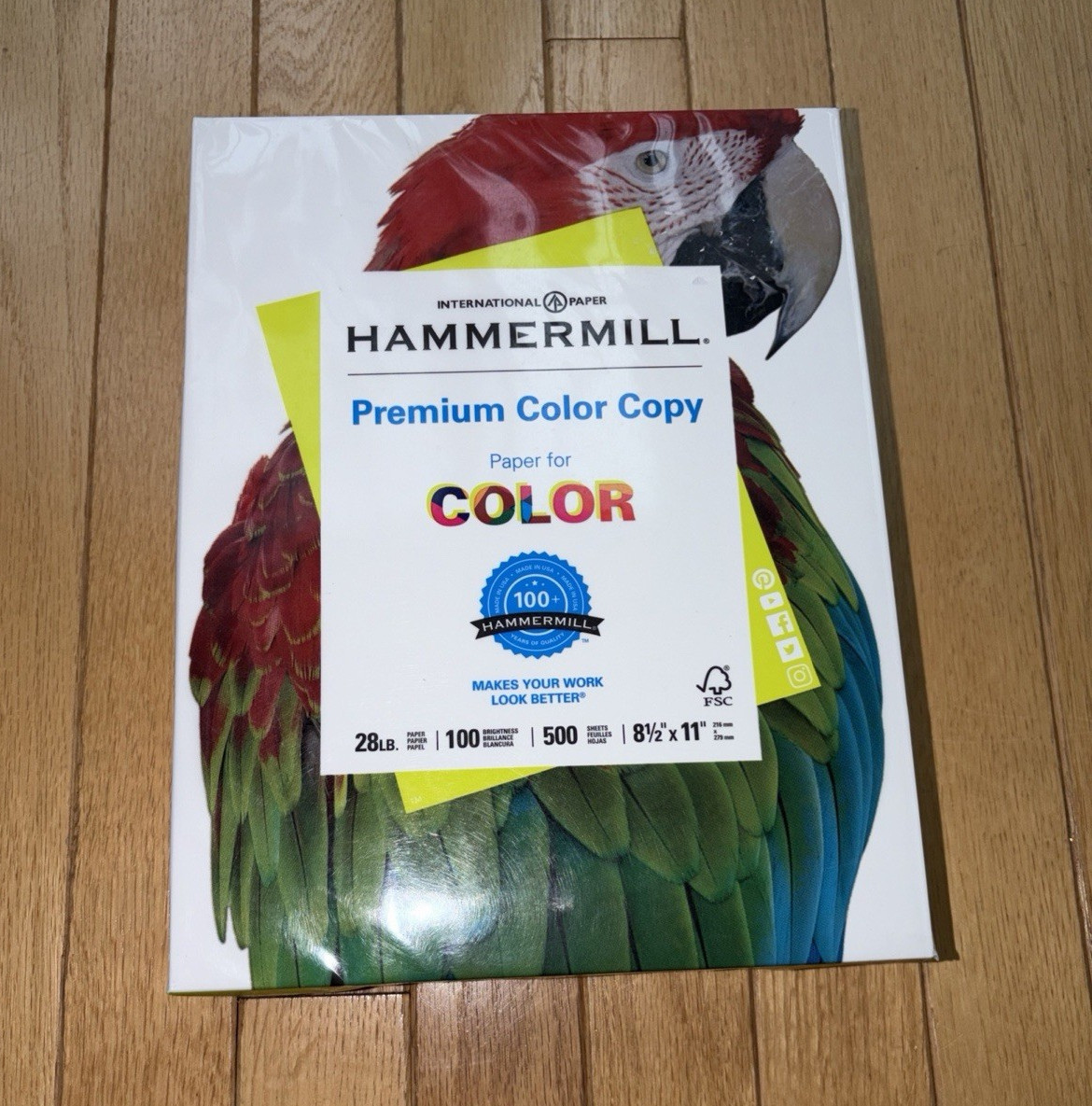 Hammermill Premium Color Copy Paper 8.5x11 100 lb White 500 Sheets