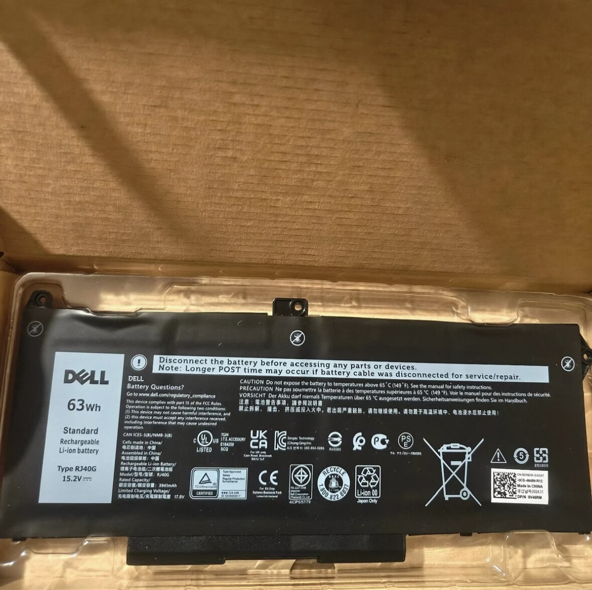 Genuine RJ40G M033W Battery Latitude 14 5420 Latitude 15 5520 Precision 15 3560