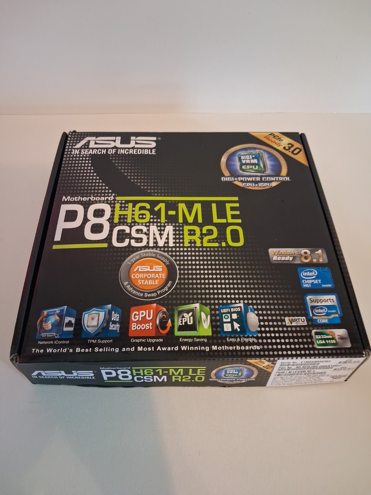 ASUS P8 H61-M LE CSM R2.0 Motherboard In Original Box With Paperwork.