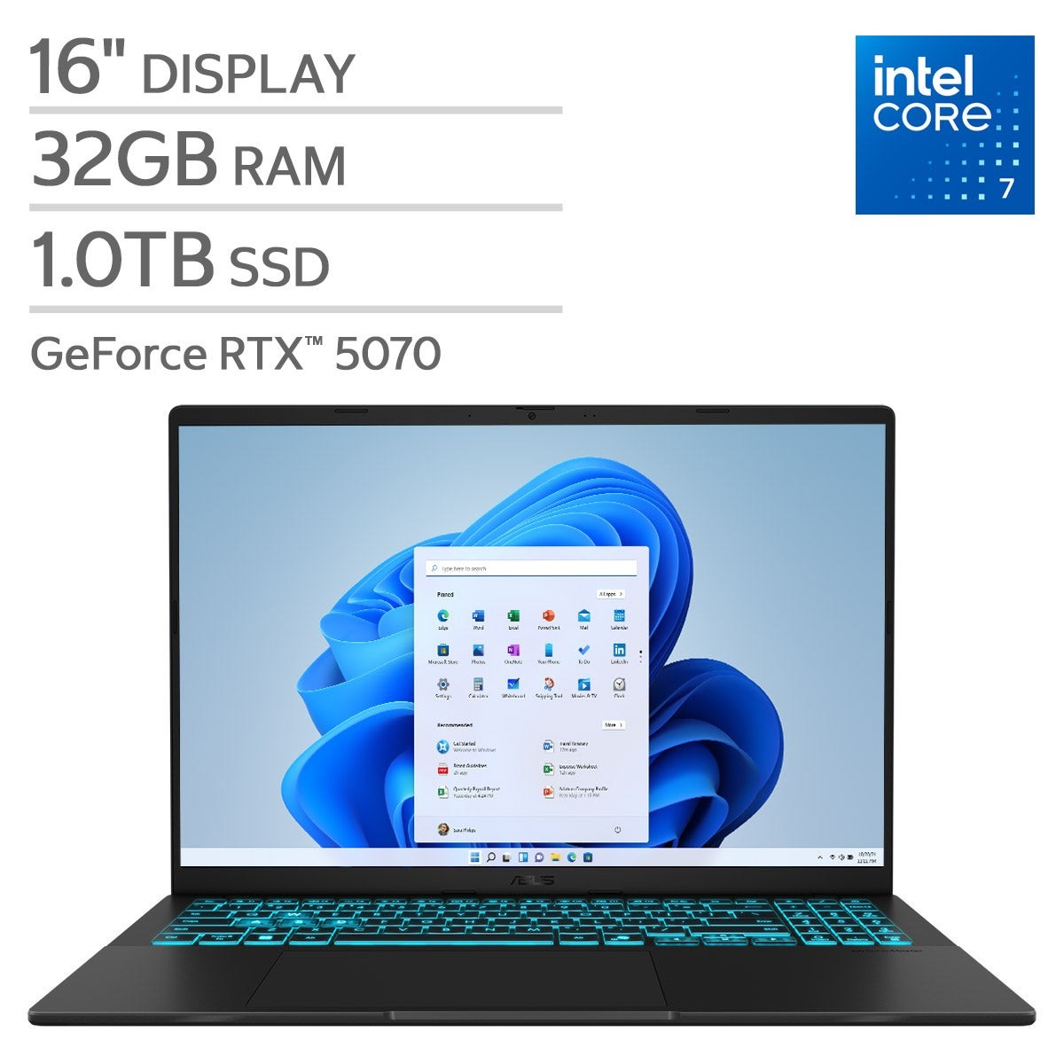 ASUS VivoBook V16 16" - Core 7 240H, NVIDIA RTX 5070, 32GB RAM, 1TB SSD, Win11H
