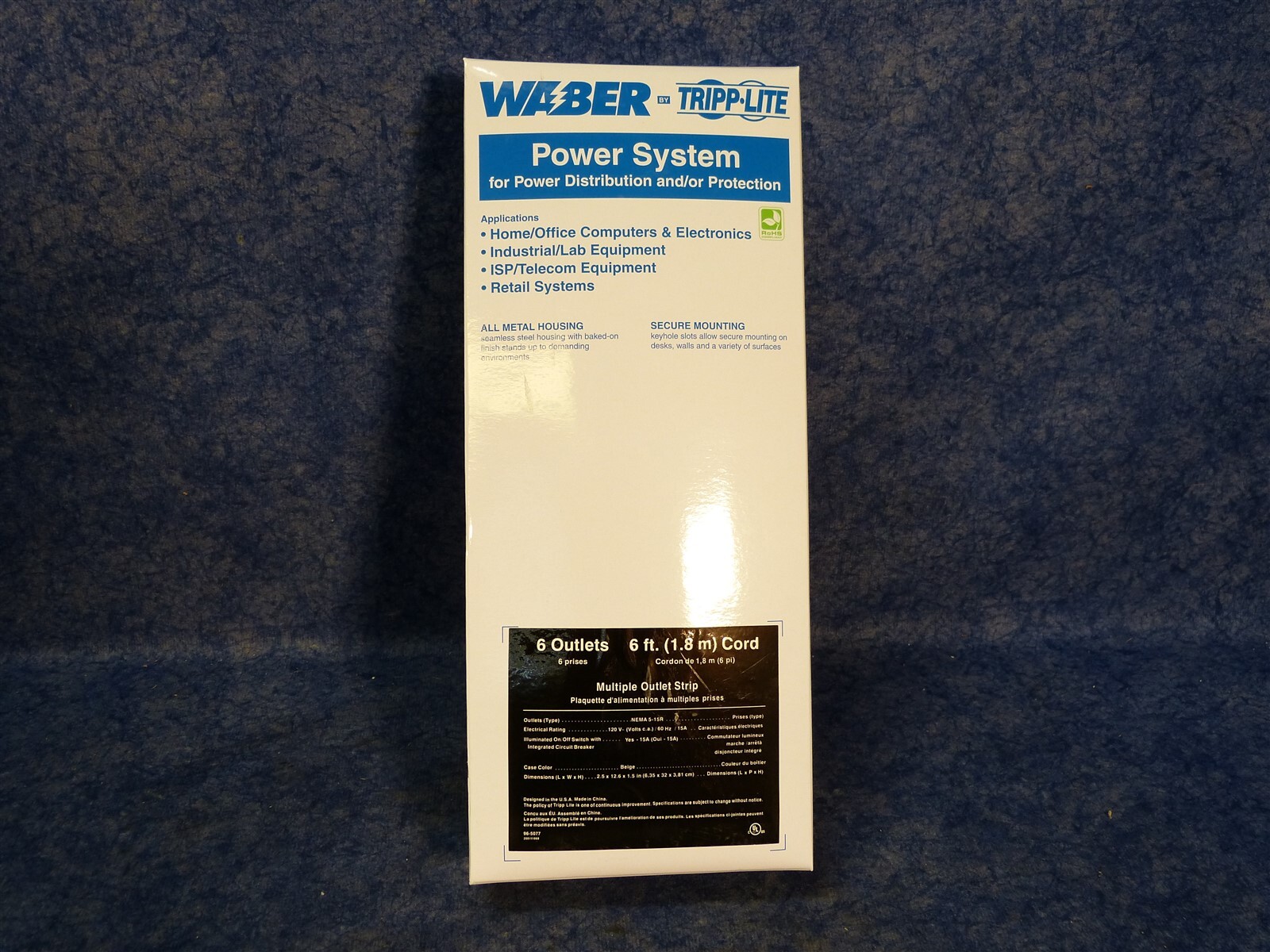 Tripp-Lite Waber Industrial Power Strip, 6-Outlet, 6ft cord, Metal 6SPDX (Z2)